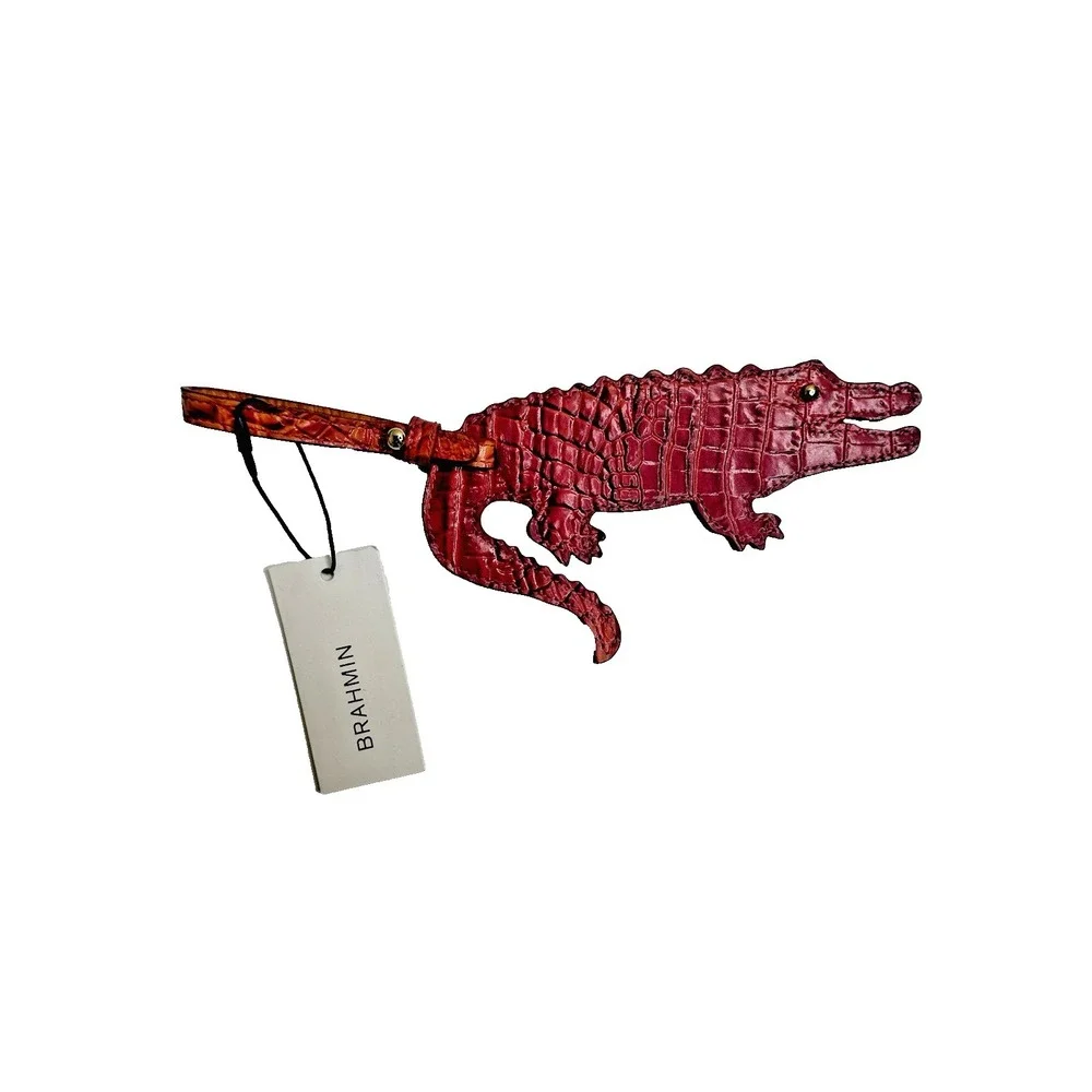 NEW Brahmin Mel Luggage Tag Passion Fruit Melbourne Leather Embossed Crocodile